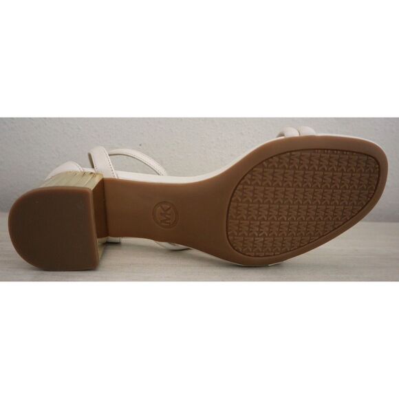 Michael Kors Women's Sz 8M Light Cream Leather Porter Strappy Mid Sandals - Picture 7 of 15